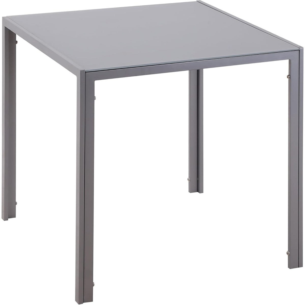 Petite table carree grise 75 cm pour repas de 2 a 4 personnes, ideale pour espace reduit
