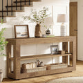 Console etroite en bois 160 cm avec trois etageres, style maison de campagne pour entree salon ou salle a manger