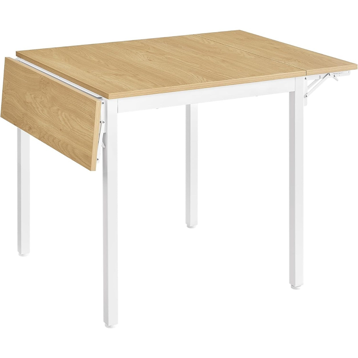 Table rabattable extensible chene et blanc pour petits espaces, meuble polyvalent adapte aux repas de deux a quatre personnes
