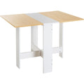 Table de cuisine pliante en bois finition chene et blanc, format pratique pour petits espaces, 103 x 76 x 74 cm