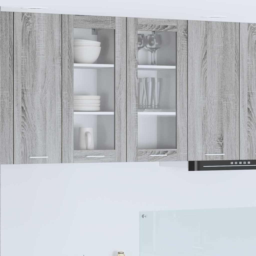Armoire suspendue gris Sonoma 40 x 31 x 80 cm avec double porte et grand espace de stockage pour cuisine ou sejour