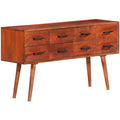 Buffet en bois massif de manguier 110 x 30 x 59 cm avec huit tiroirs, meuble rustique de rangement pour cuisine salon et salle a manger