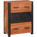 Bahut rustique en acacia et manguier massif 55 x 30 x 75 cm avec tiroirs en bois et finition brillante, meuble naturel pour interieur