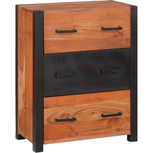 Bahut rustique en acacia et manguier massif 55 x 30 x 75 cm avec tiroirs en bois et finition brillante, meuble naturel pour interieur