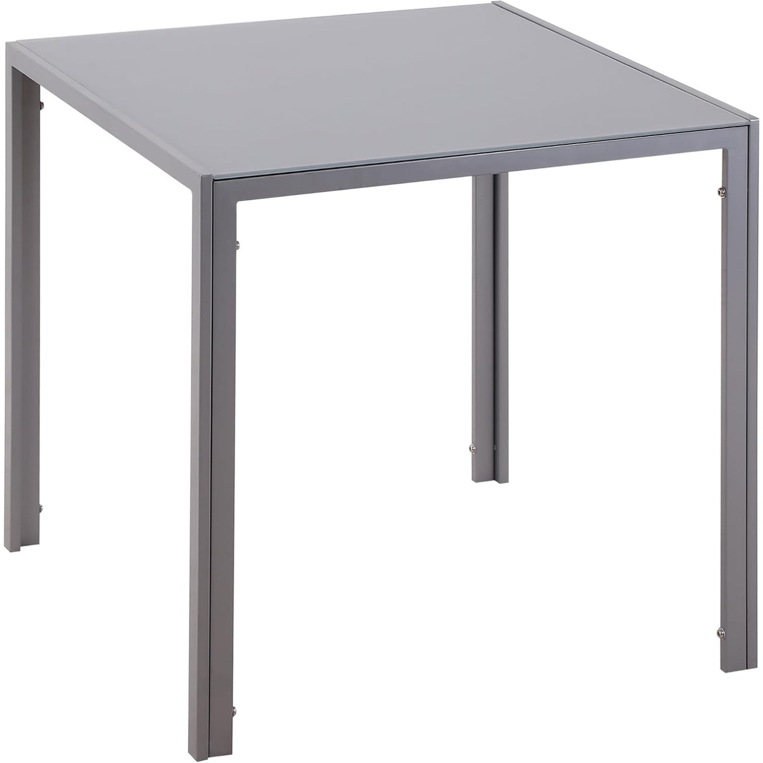 Petite table carree grise 75 cm pour repas de 2 a 4 personnes, ideale pour espace reduit