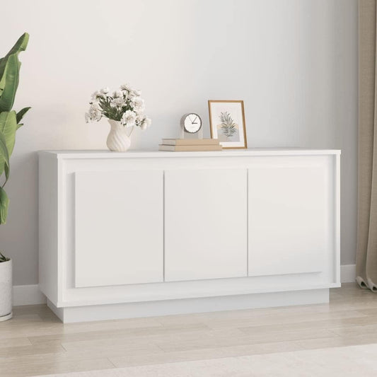 Petit buffet blanc 102 x 35 x 55 cm en bois composite pour optimiser le rangement interieur