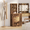 Meuble haut en bois vieilli 40 x 41 x 135 cm avec tiroirs et espace de rangement pour salon, entree ou salle a manger