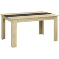Table de salle a manger 140 x 90 x 75 cm pour six personnes, plateau bois naturel et structure noire